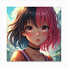 Anime Girl With Pink Hair Canvas Print