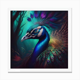 Peacock AI Image Canvas Print