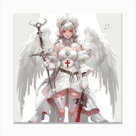 Red Eyed Anime Angelic Warrior Canvas Print