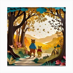 Winnie The Pooh Paper Cut Art Canvas Print