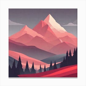 Misty mountains background in red tone 69 Canvas Print