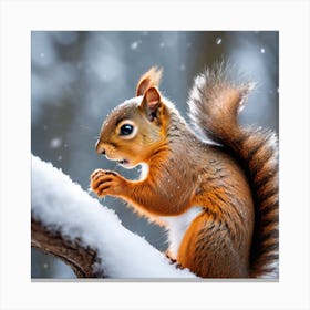 Squirrel In The Snow 1 Canvas Print