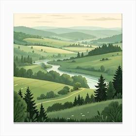 Landscape With River Canvas Print