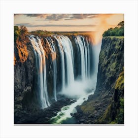 Sunset Over Victoria Falls Canvas Print