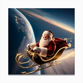 A Breathtaking Cinematic Keyframe Depicting Santa Clause Flying Over Planet Earth 1 Canvas Print