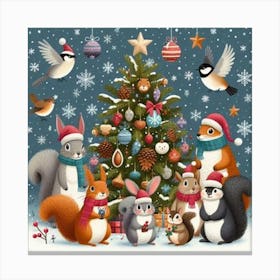 Christmas Squirrels Canvas Print