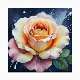 Water Splash Rose Canvas Print