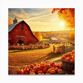 Autumn Farm Festival Capturing The Essence Of Rustic Charm Freshly Harvested Produce Spread Across (3) Canvas Print