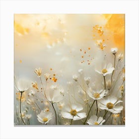 White Cosmos Flowers Canvas Print