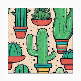 Cactus Seamless Pattern 7 Canvas Print