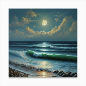 Moonlight Over The Ocean Canvas Print