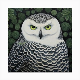 Ohara Koson Inspired Bird Painting Snowy Owl 2 Square Canvas Print