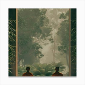 Monks In The Forest 2 Canvas Print