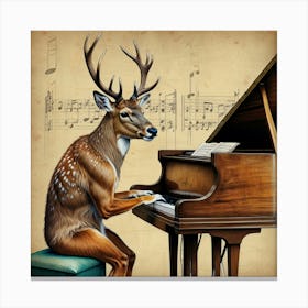 Deer Playing Piano 2 Canvas Print