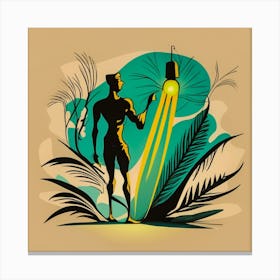 Man In The Jungle with Light Canvas Print