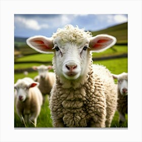 Nature Wool Farm Animal Herd Countryside Grass Sheep Mammal Green Landscape Farming Meado (10) Canvas Print