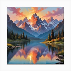 Sunrise Over The Mountains paintings art print Canvas Print