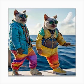 Two Cats On A Boat 2 Canvas Print