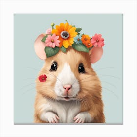 Floral Baby Hamster Nursery Illustration (26) Canvas Print