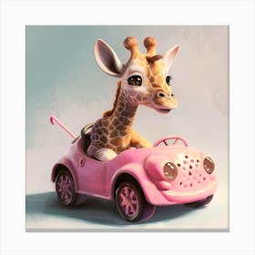 Tiny Safari Driver A Giraffe’S Joyful Journey Canvas Print