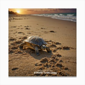 Turtle On The Beach Canvas Print