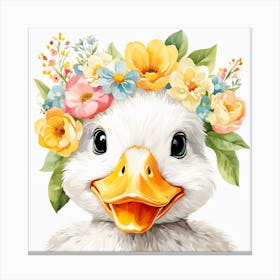 Floral Baby Duck Nursery Illustration (20) Canvas Print