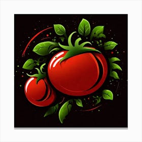 Tomatoes On Black Background 4 Canvas Print