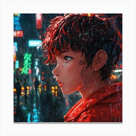 Anime Girl In Rain 2 Canvas Print