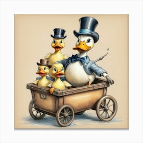 Ducks In A Carriage 5 Canvas Print