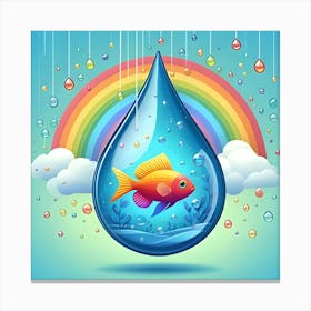 Fish In A Raindrop Floating In The Air Canvas Print