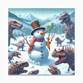Dinosaur Snowman 3 Canvas Print