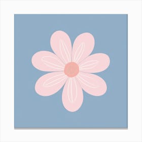 A White And Pink Flower In Minimalist Style Square Composition 412 Canvas Print