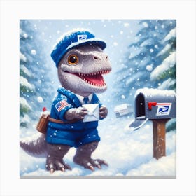 Dinosaur Mailman Canvas Print