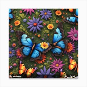 Butterflies And Flowers Canvas Print