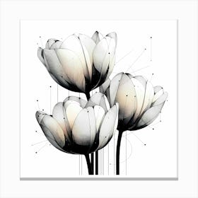 Flowers - Abstract Line Art Illustration 158 Canvas Print