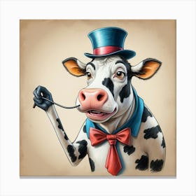 Cow In A Top Hat 3 Canvas Print