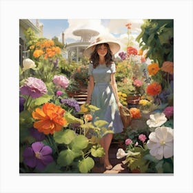 Girl In A Garden 5 Canvas Print