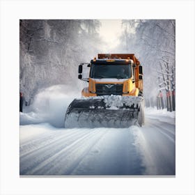 Snow Plow In The Snow 2 Canvas Print