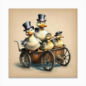 Ducks In A Carriage 3 Canvas Print