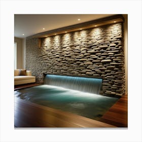 Living Room With A Waterfall Canvas Print