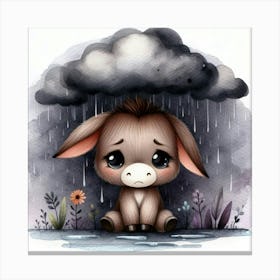 Donkey In The Rain 2 Canvas Print