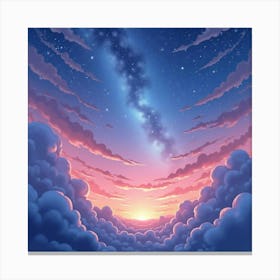 Dreamy Watercolor Painting Of A Magical Twilight Sky 1 Canvas Print