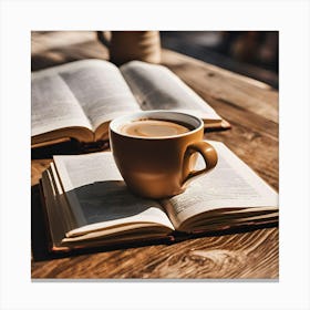 Coffee Cup On A Book Canvas Print