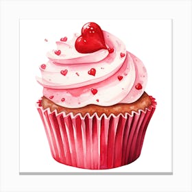 Cupcake With Hearts Canvas Print
