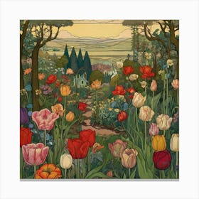 Tulips In The Garden 34 Canvas Print