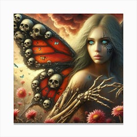 Butterfly With Skulls Canvas Print