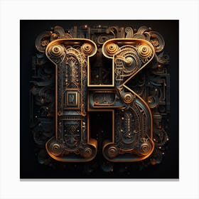 Letter K Steampunk Letter Canvas Print