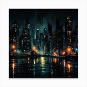 Abstract Depiction Of A City At Night With Bright Light 2 Canvas Print