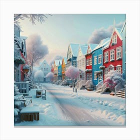 Snowy Street In Iceland Canvas Print