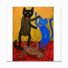 Cat And The Dog Canvas Print